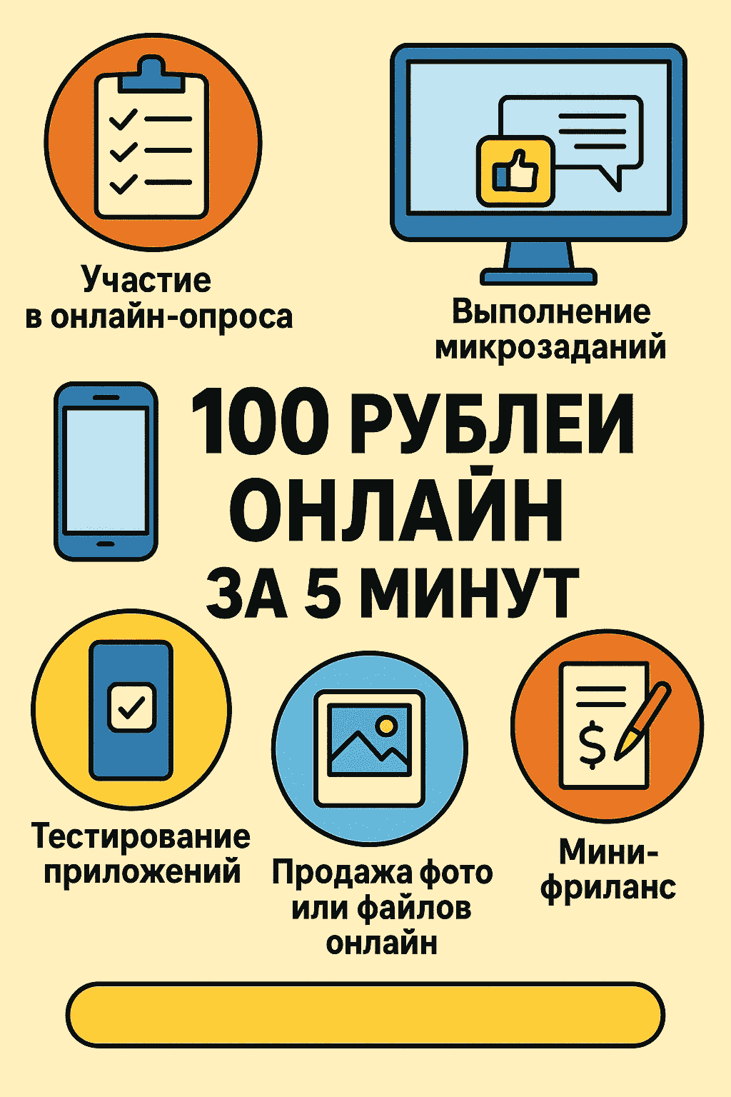 Как заработать 100 рублей за 5 минут, час, день в интернете без вложений