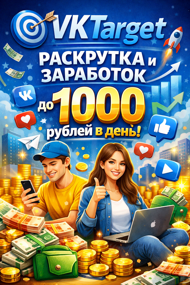 VKTarget — раскрутка и заработок 1000 руб/день в социальных сетях 2026 отзывы реальные