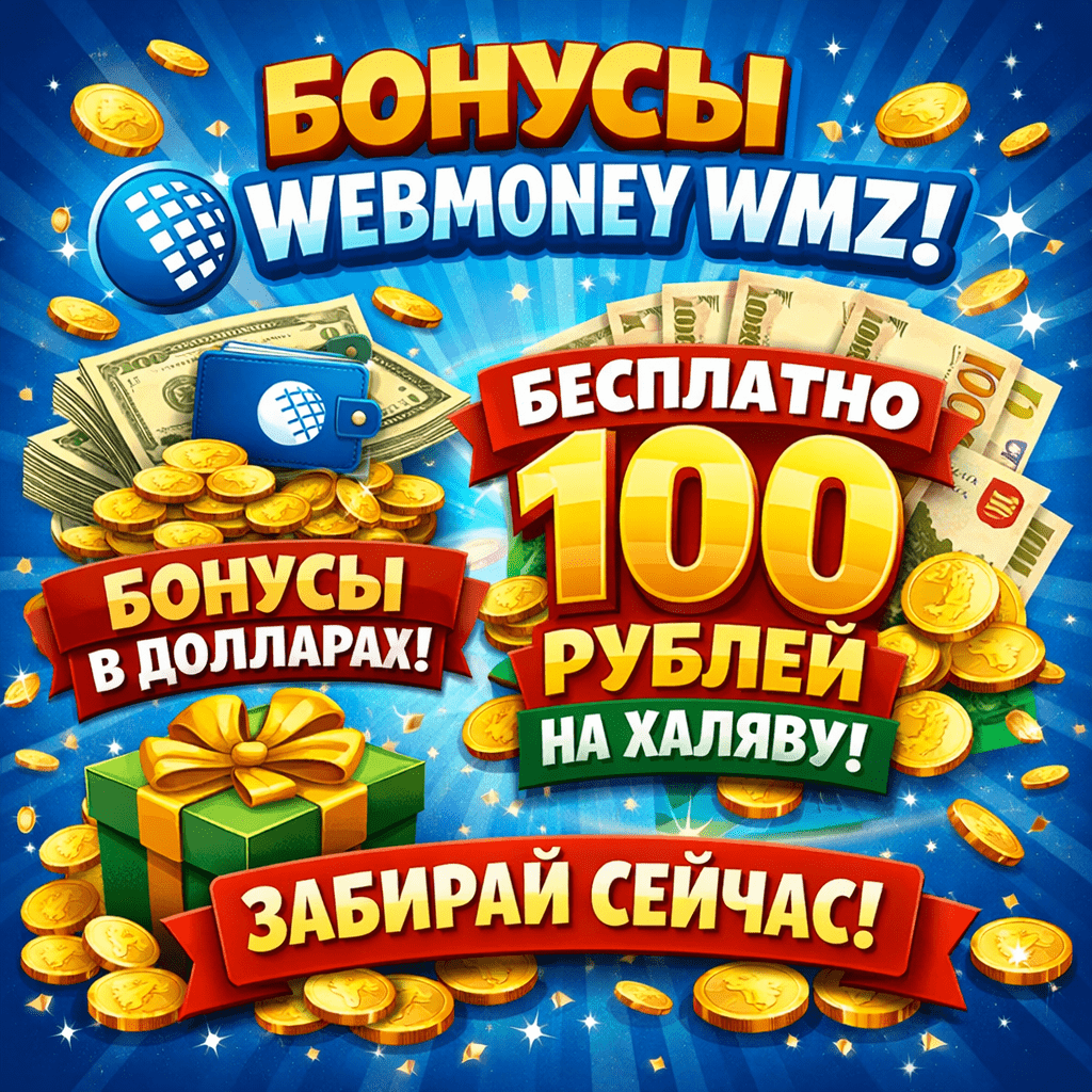 Бонусы webmoney wmz и бесплатно 100 рублей на халяву